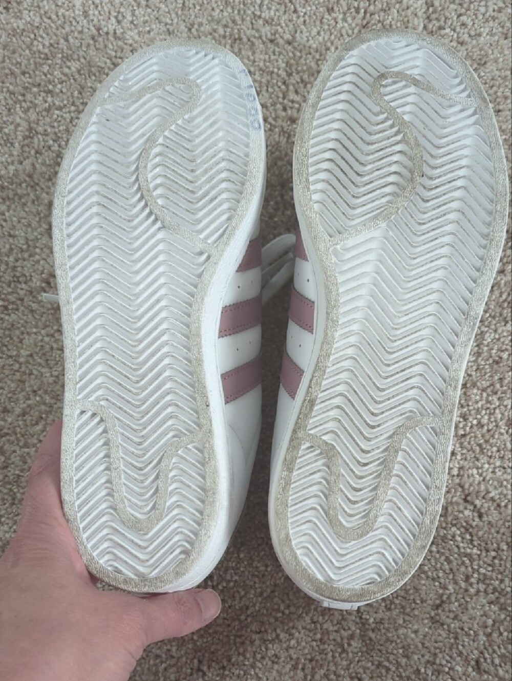 adidas White & Dusty Pink Superstar Low-Top Sneakers - Picture 5 of 6